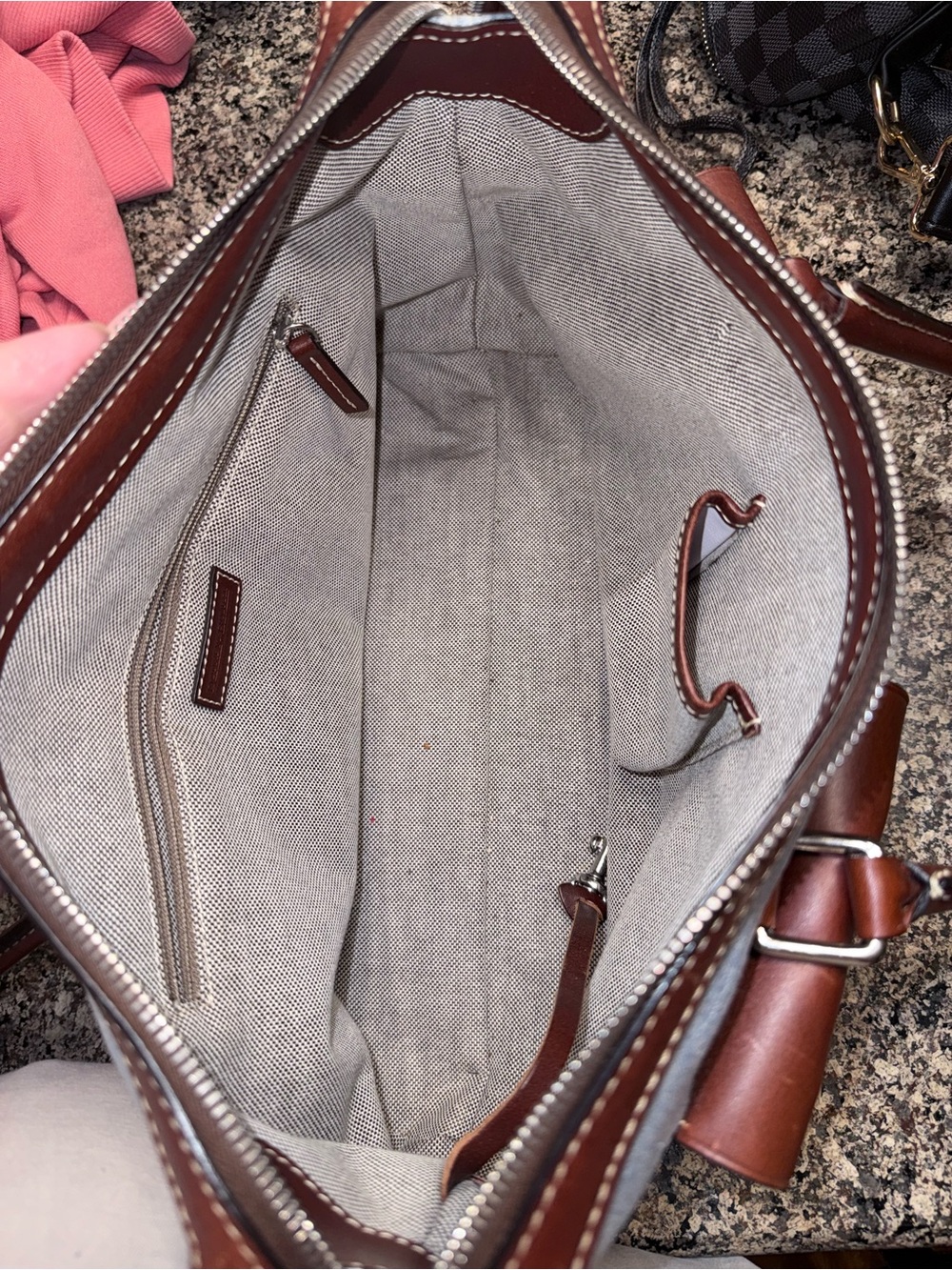 Dooney & Bourke Light Blue and Brown Satchel Handbag - Picture 10 of 11